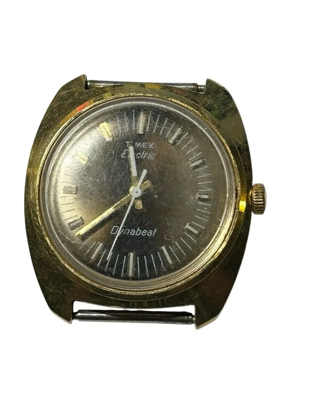 Vintage Timex Electric Dynabeat Date Watch Mens Gold Tone 34mm